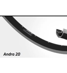 VEL622-ANDRA20 zw; Velg ANDRA20, 622/28inch, 36 gaats zwart met geslepen zijkant