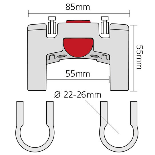 CC100; Klickfix adaptor aan het stuur 22-26mm