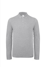 B&C POLOSHIRT heren lange mouw grijs