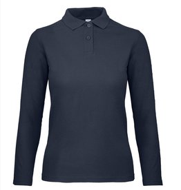 B&C POLOSHIRT dames lange mouw navy