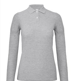 B&C POLOSHIRT dames lange mouw grijs