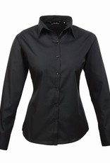 DAMESBLOUSE Poplin lange mouw - zwart