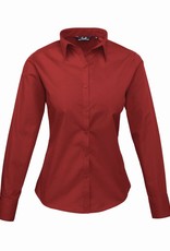 DAMESBLOUSE Poplin lange mouw -bordeaux