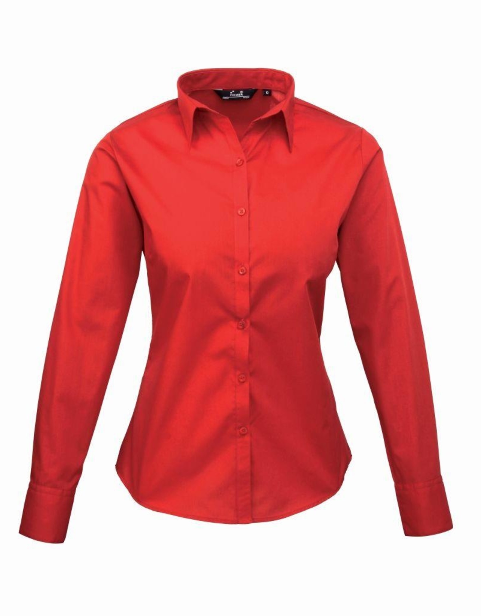 DAMESBLOUSE Poplin lange mouw - rood