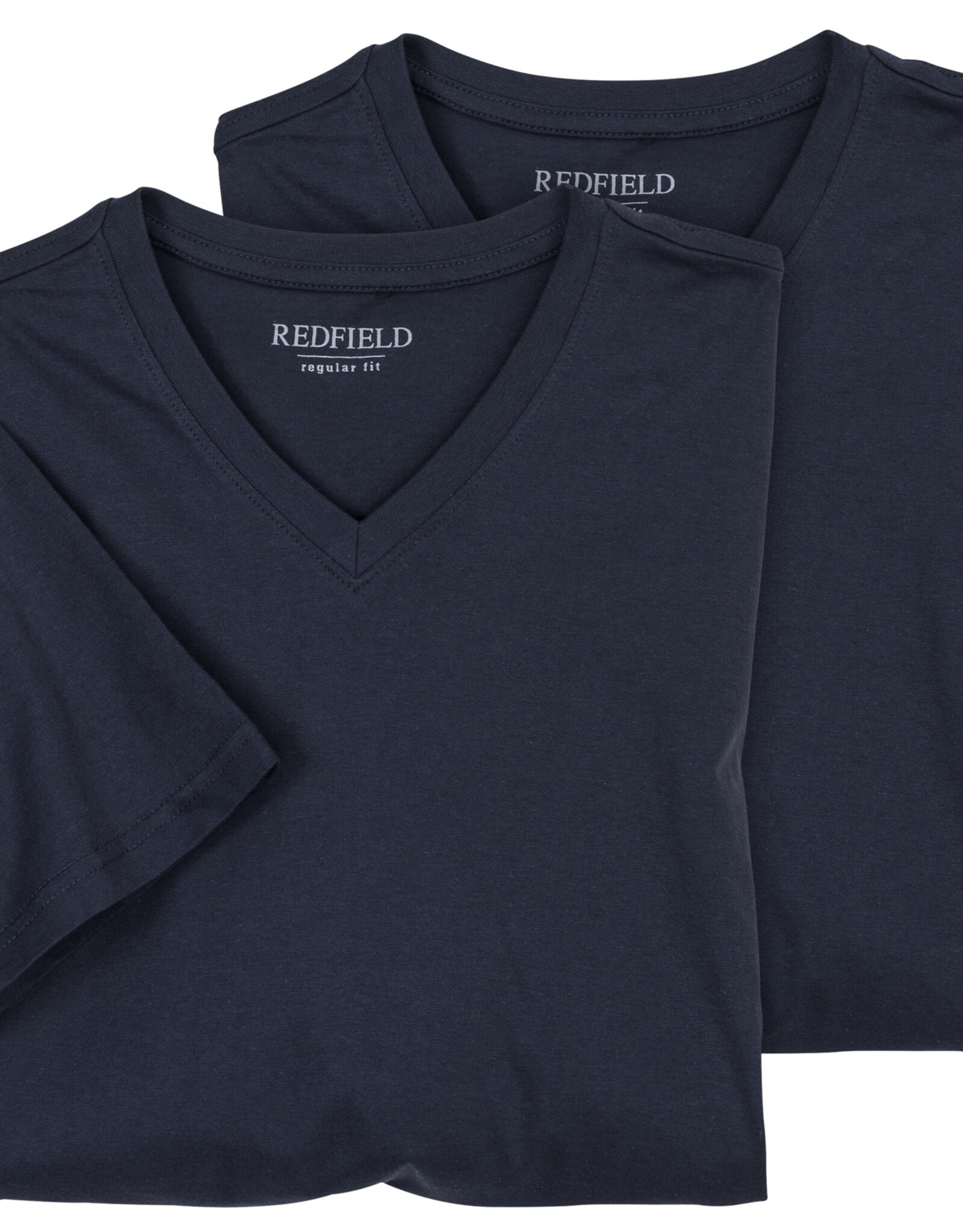 Redfield Redfield 2x T-SHIRTS met V-Hals en korte mouw navy