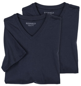 Redfield Redfield 2x T-SHIRTS met V-Hals en korte mouw navy