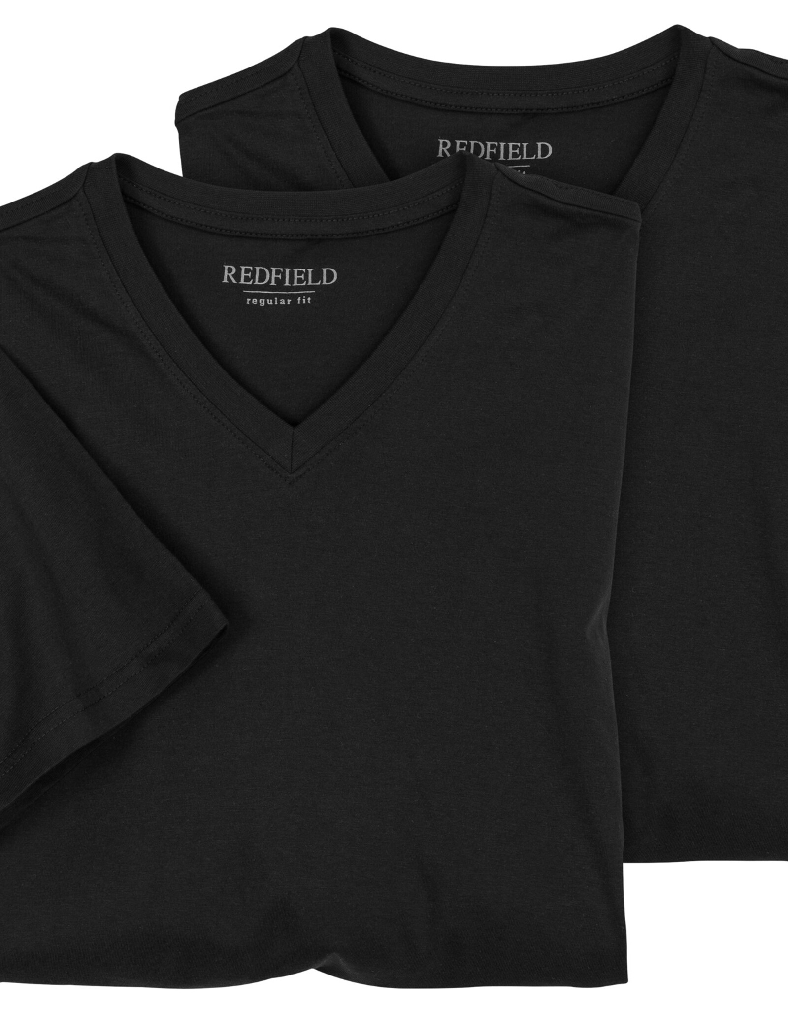 Redfield Redfield 2x T-SHIRTS met V-Hals en korte mouw zwart