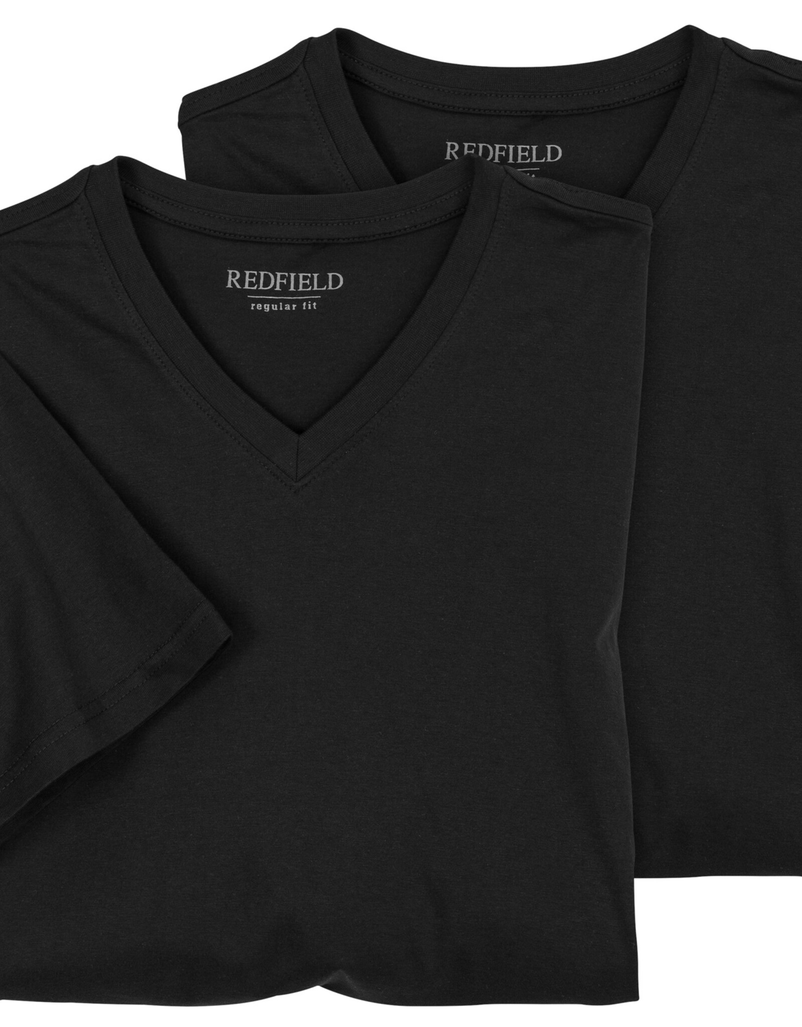 Redfield Redfield 2x T-SHIRTS met V-Hals zwart