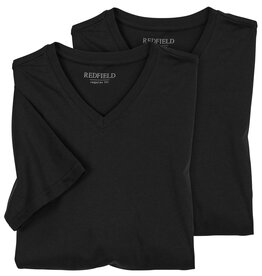 Redfield Redfield 2x T-SHIRTS met V-Hals en korte mouw zwart