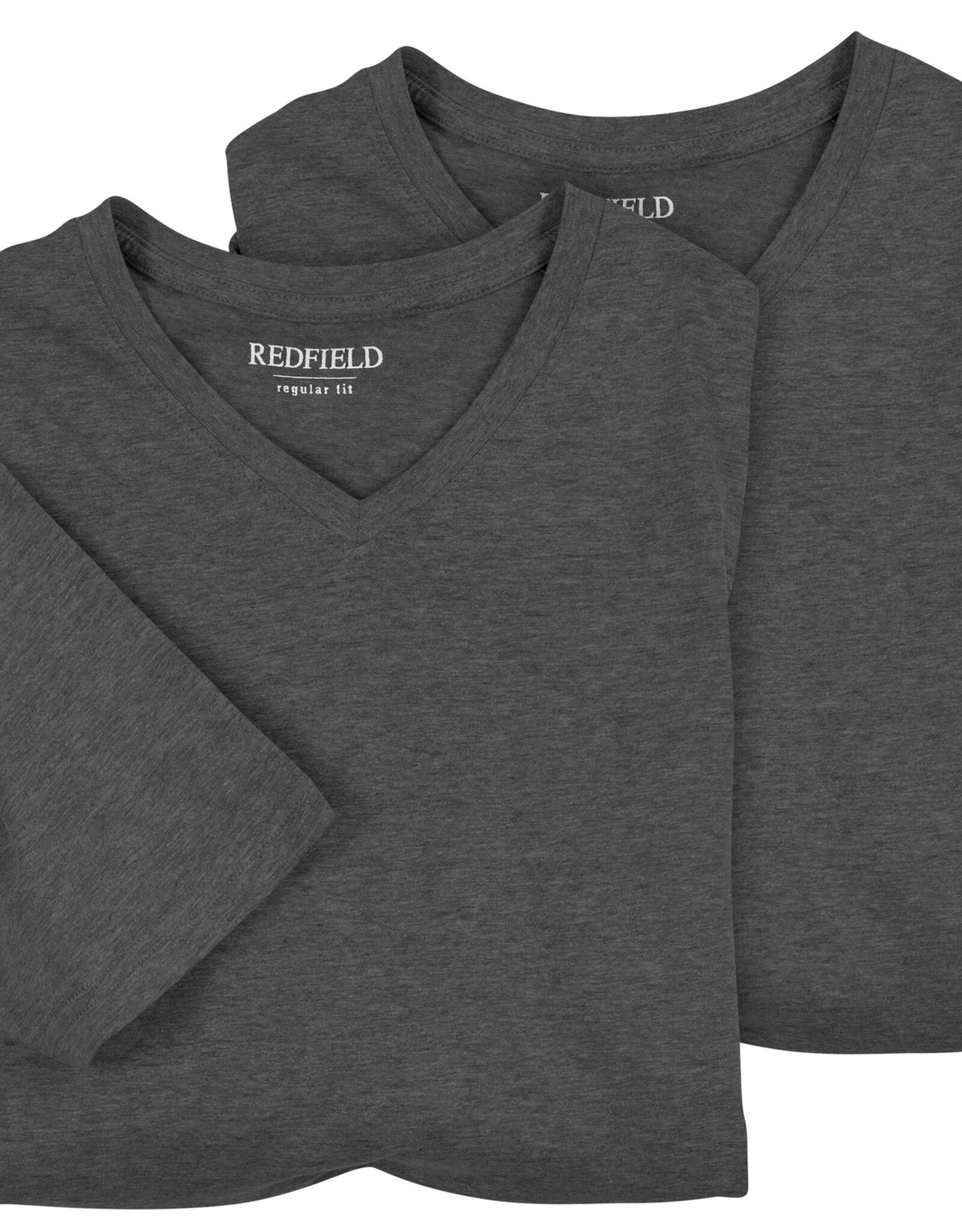 Redfield Redfield 2x T-SHIRTS met V-Hals en korte mouw antraciet