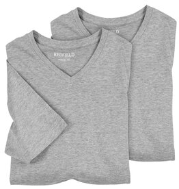 Redfield Redfield 2x T-SHIRTS met V-Hals en korte mouw grijs