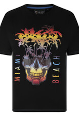 Kam Jeans T-SHIRT met print 'Miami Beach Skull' – zwart