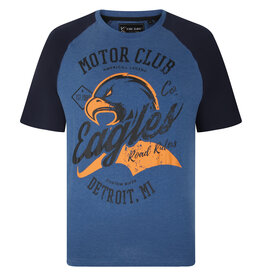 Kam Jeans T-SHIRT met print 'Raglan Eagle' – blauw