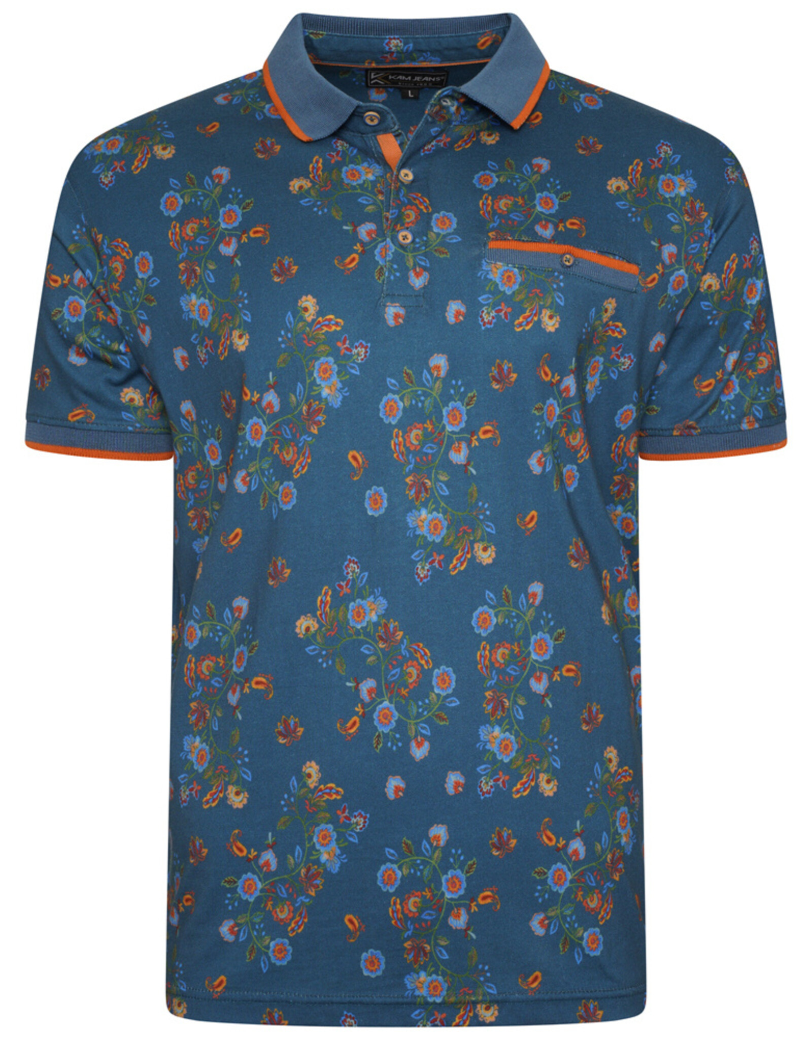 Kam Jeans POLOSHIRT Floral – blauw