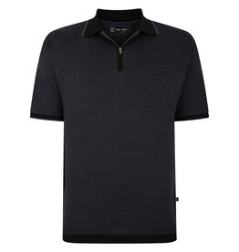 Kam Jeans POLOSHIRT Weave met rits – zwart