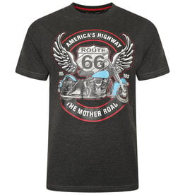 Kam Jeans T-SHIRT met print 'ROUTE66’ – antraciet