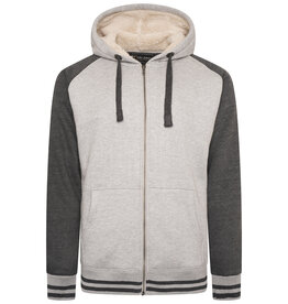 Kam Jeans Hoodie Sherpa ZIP Thru Raglan design – grijs