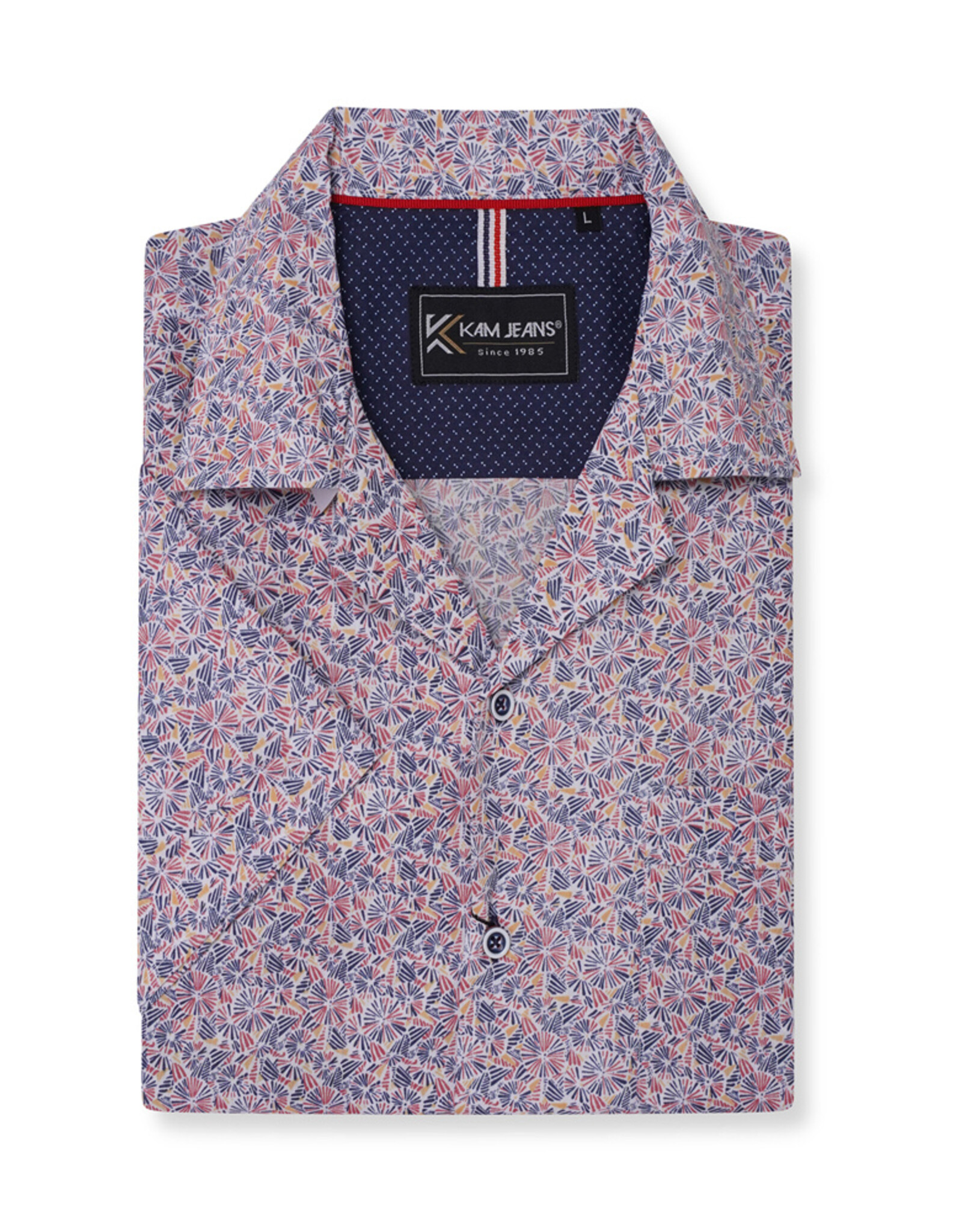 Kam Jeans OVERHEMD Hawai floral blauw korte mouw