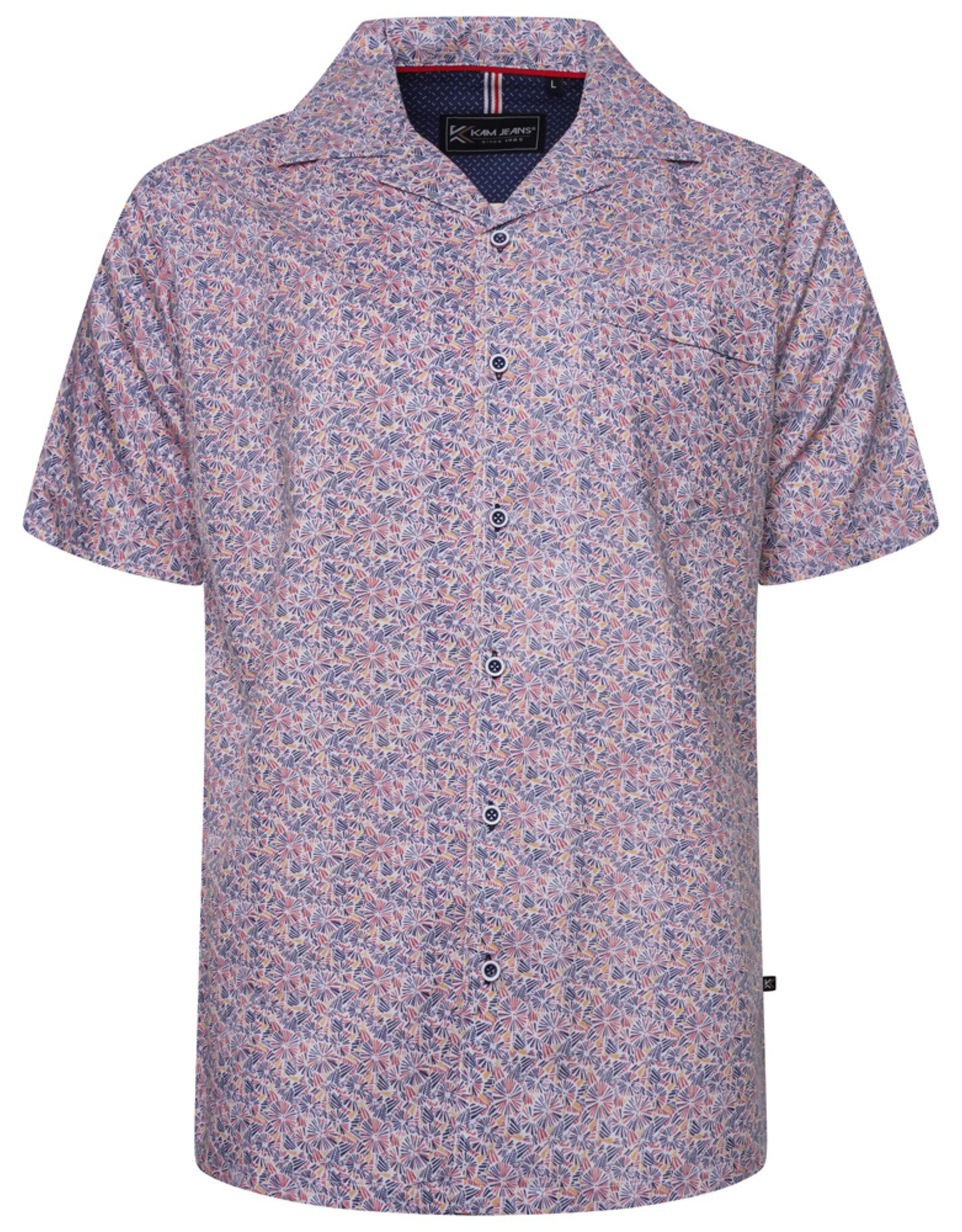 Kam Jeans OVERHEMD Hawai floral blauw korte mouw