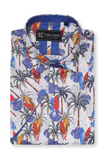 Kam Jeans OVERHEMD Palm & Surf wit korte mouw
