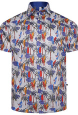 Kam Jeans OVERHEMD Palm & Surf wit korte mouw