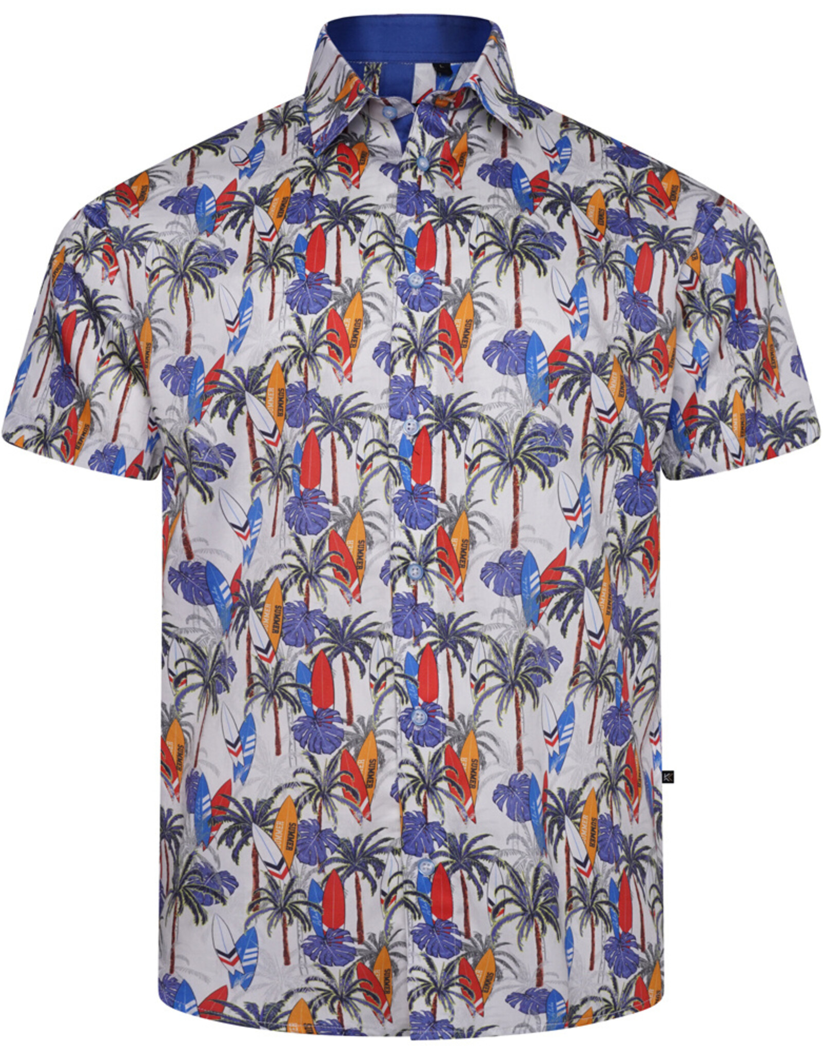 Kam Jeans OVERHEMD Palm & Surf wit korte mouw