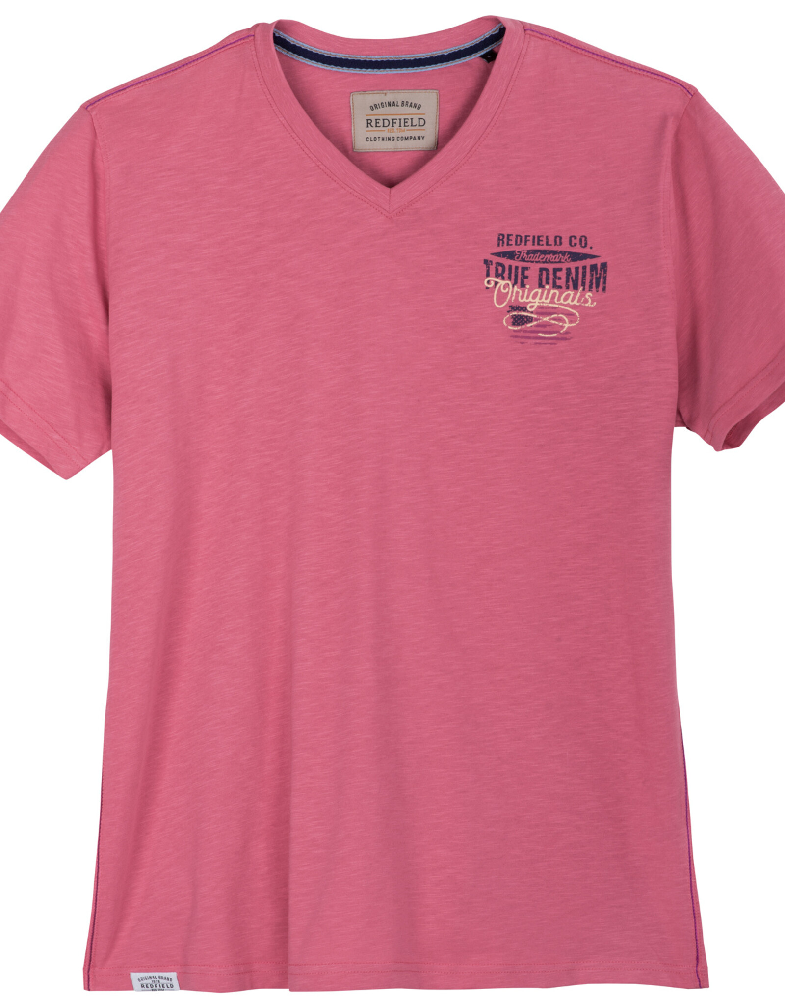Redfield T-SHIRT V-hals true denim oud roze
