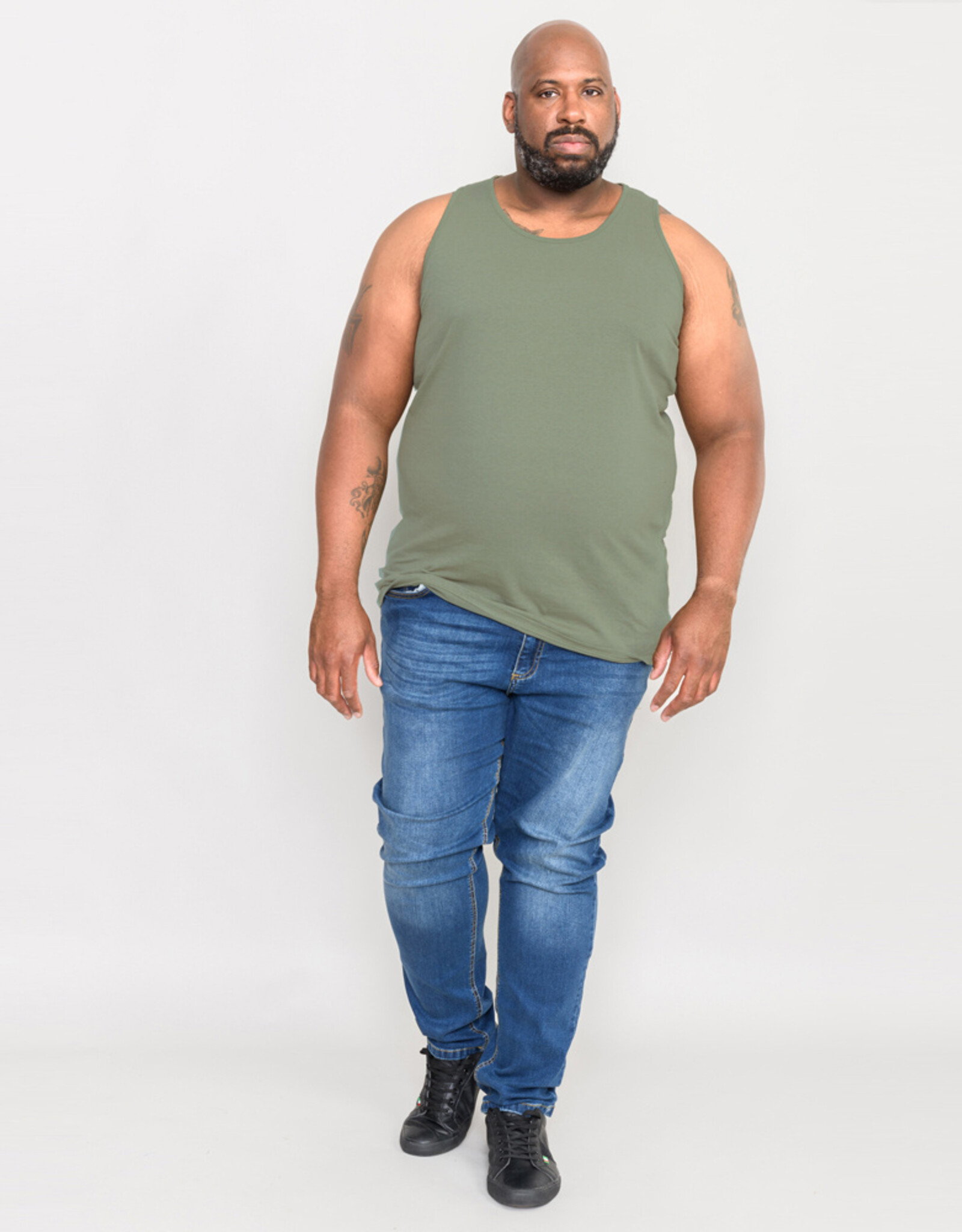 D-555 SINGLET / TANKTOP heren 'Fabio' olijf groen