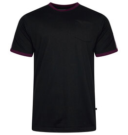 Kam Jeans T-SHIRT ringer tee met contrast strepen zwart