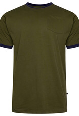 Kam Jeans T-SHIRT ringer tee met contrast strepen olijf