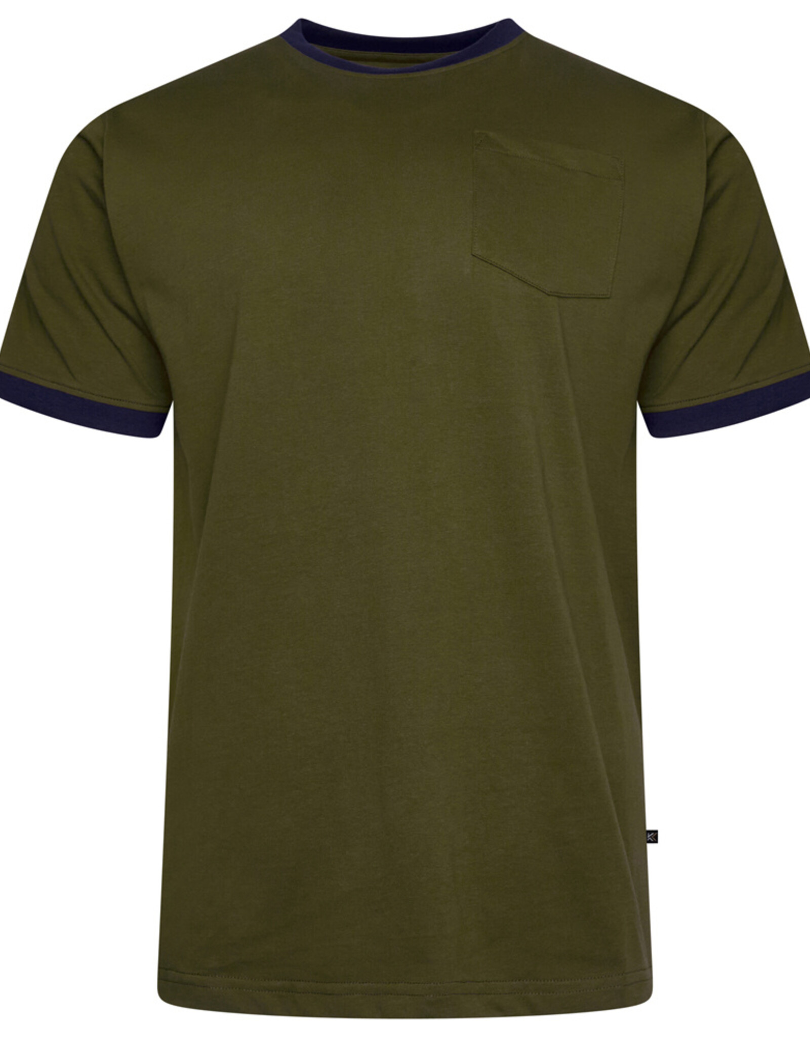 Kam Jeans T-SHIRT ringer tee met contrast strepen olijf