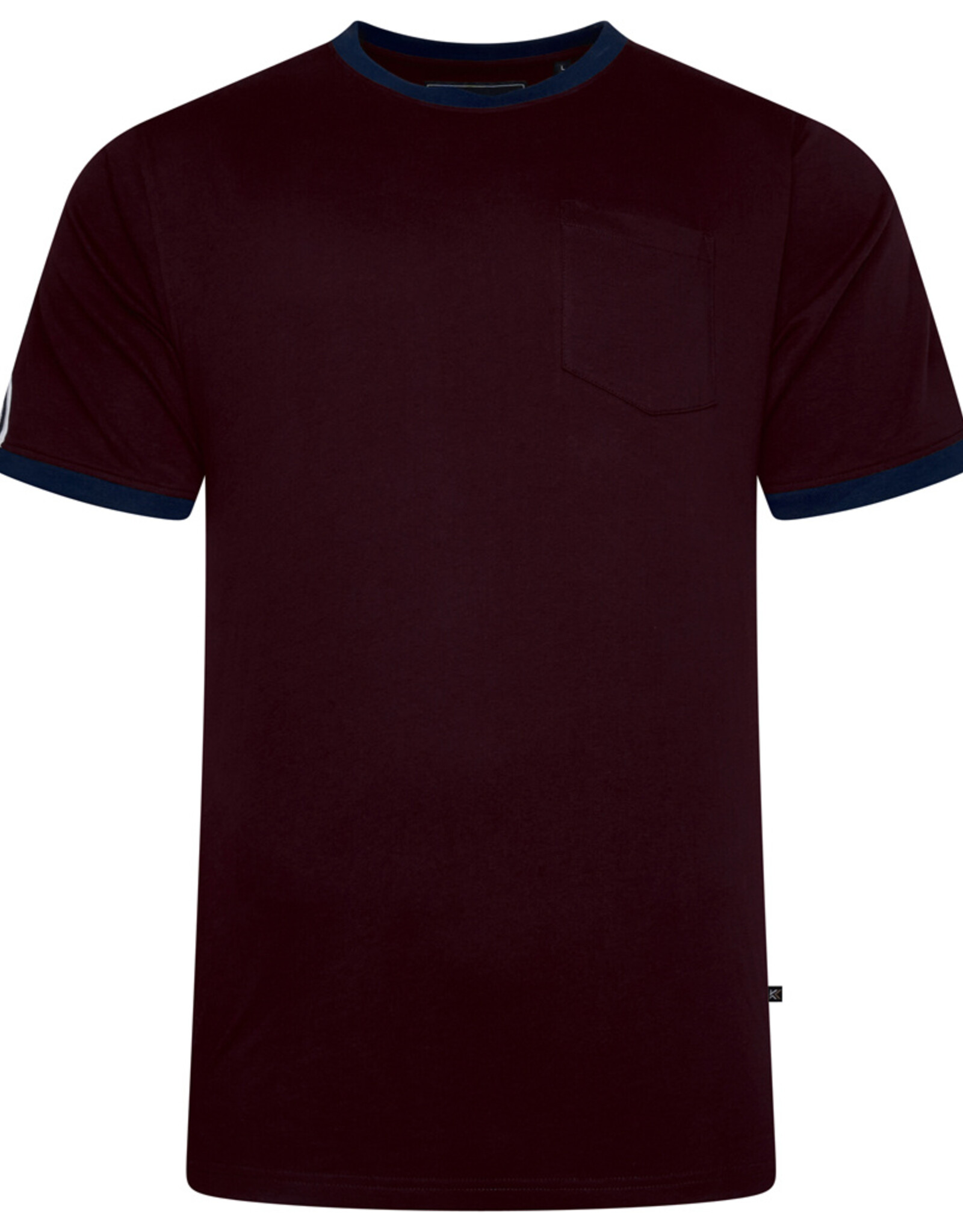 Kam Jeans T-SHIRT ringer tee met contrast strepen bordeaux