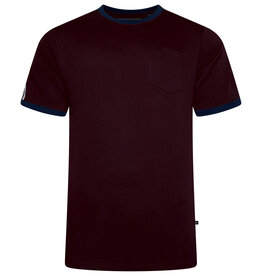 Kam Jeans T-SHIRT ringer tee met contrast strepen bordeaux