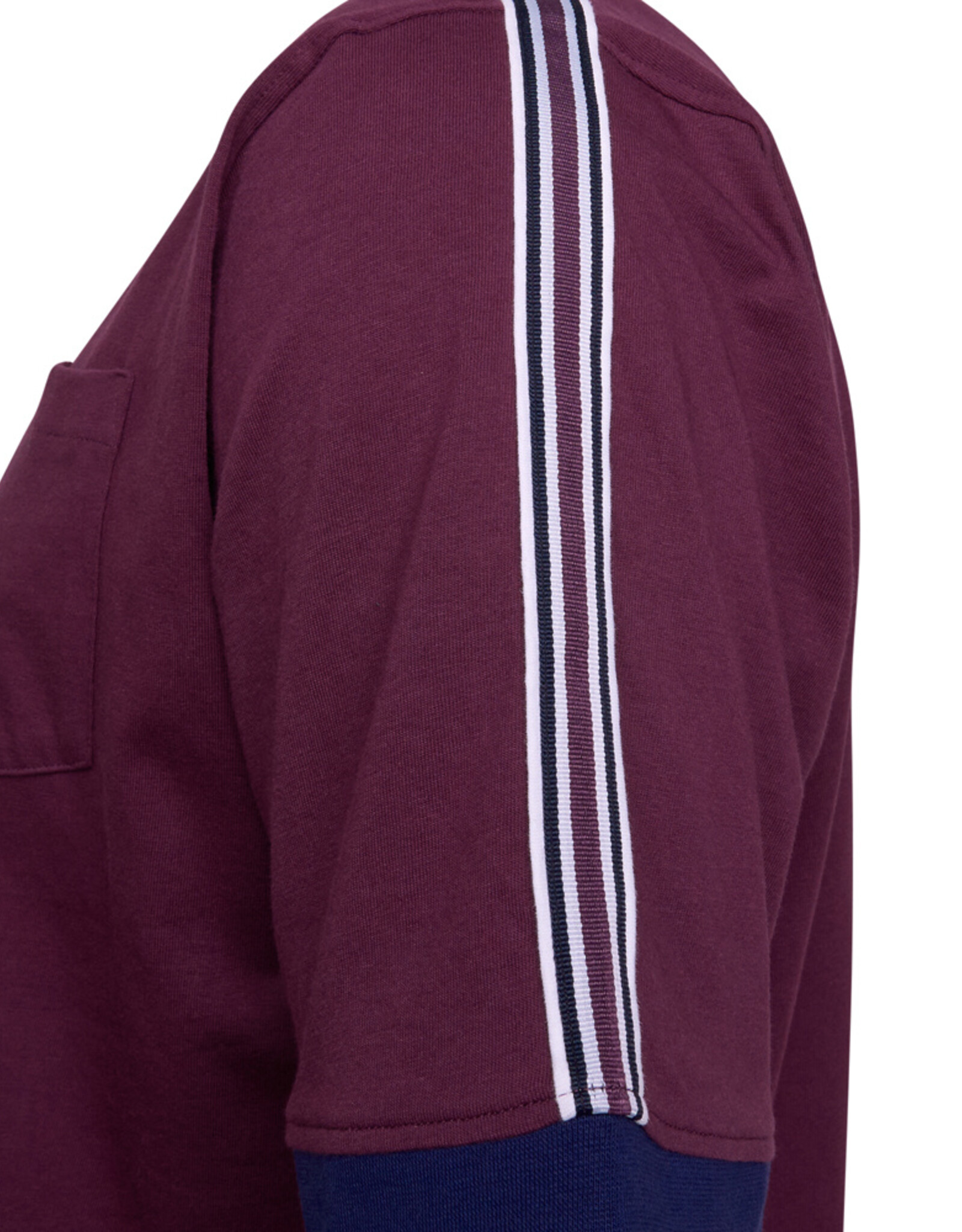 Kam Jeans T-SHIRT ringer tee met contrast strepen bordeaux