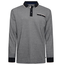 Kam Jeans POLOSHIRT dobby zwart lange mouw