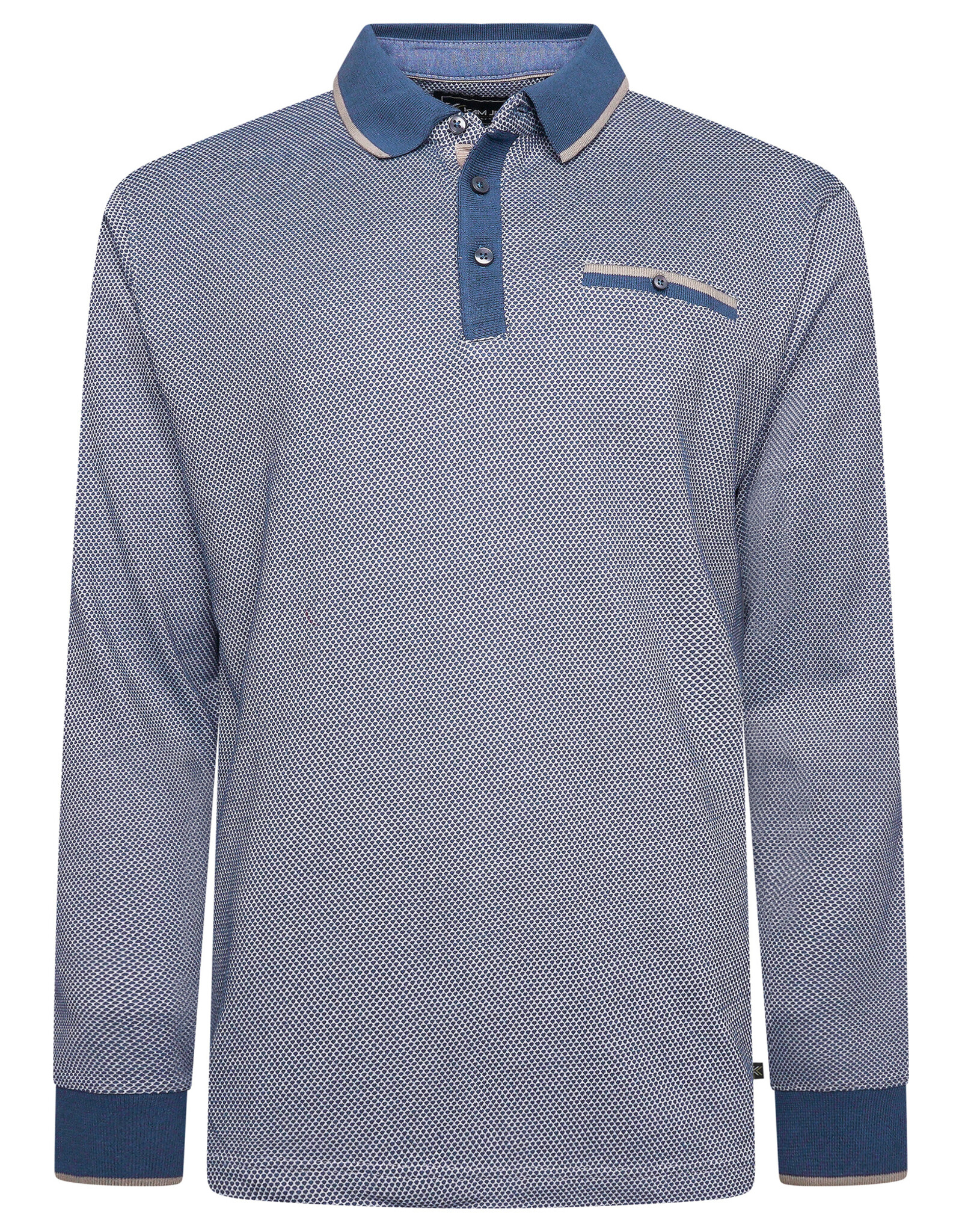 Kam Jeans POLOSHIRT dobby indigo lange mouw