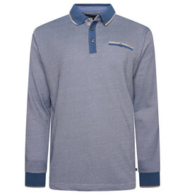 Kam Jeans POLOSHIRT dobby indigo lange mouw
