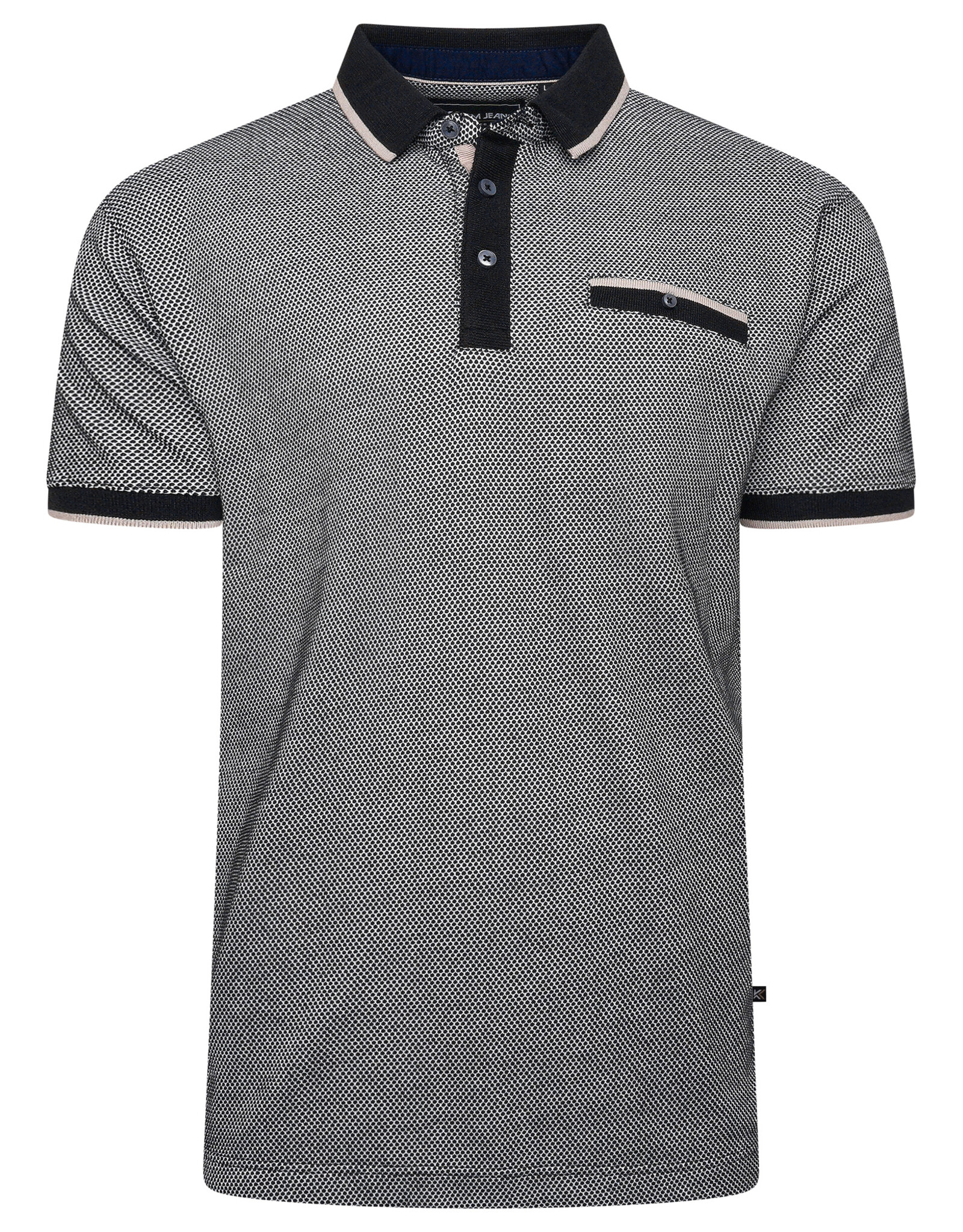 Kam Jeans POLOSHIRT dobby zwart korte mouw