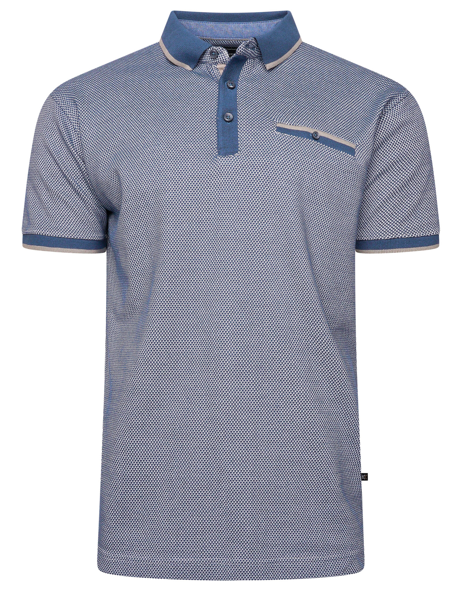 Kam Jeans POLOSHIRT dobby indigo korte mouw