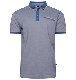 Kam Jeans POLOSHIRT dobby indigo korte mouw