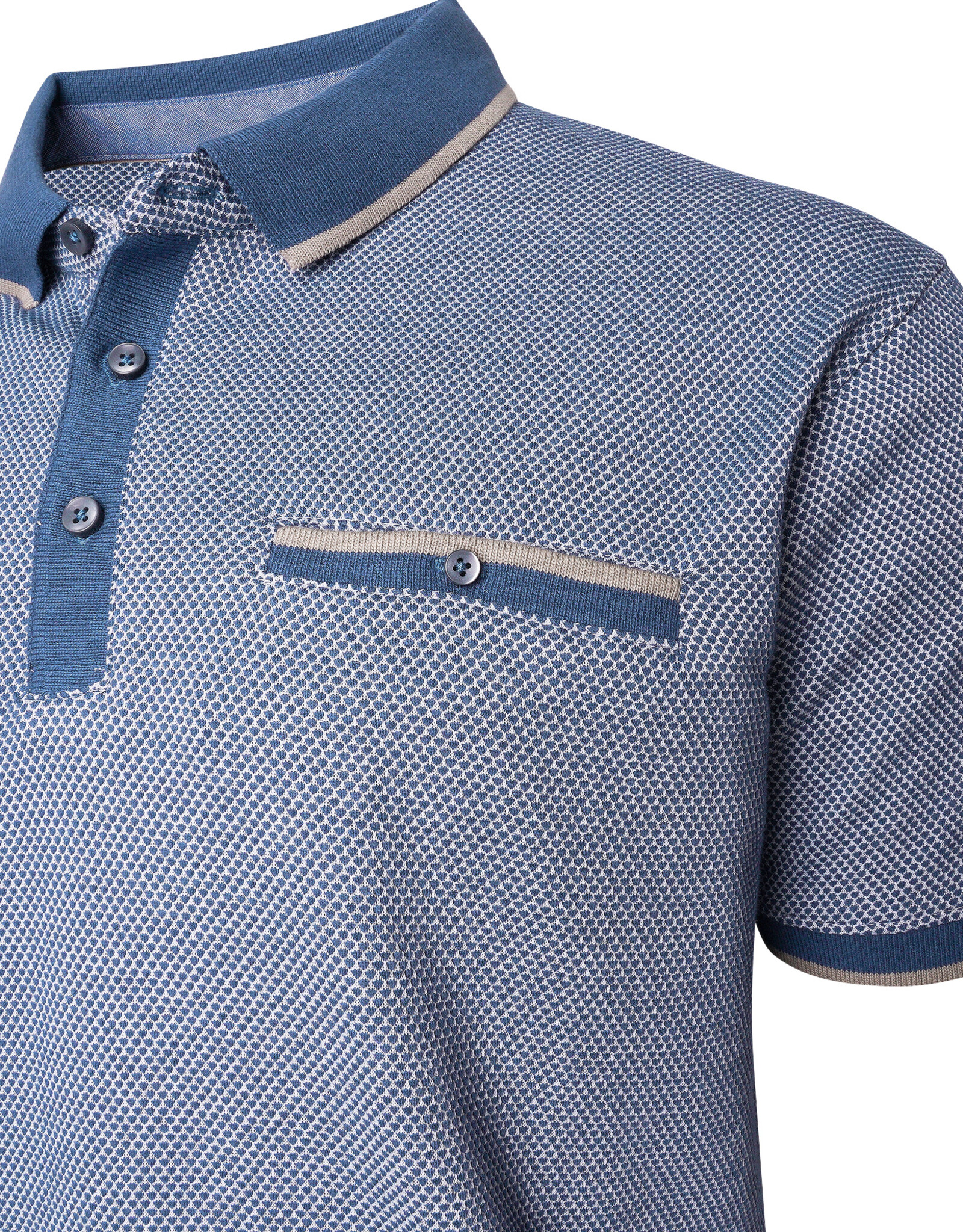 Kam Jeans POLOSHIRT dobby indigo korte mouw