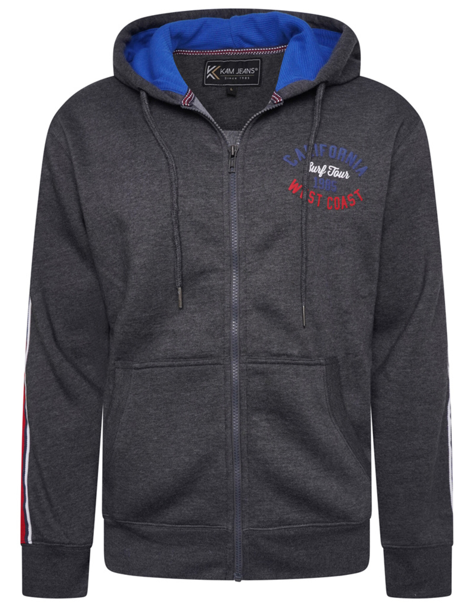 Kam Jeans Hoodie california ZIP Thru antraciet