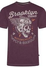 Kam Jeans T-SHIRT Brooklyn motorcycle bordeaux