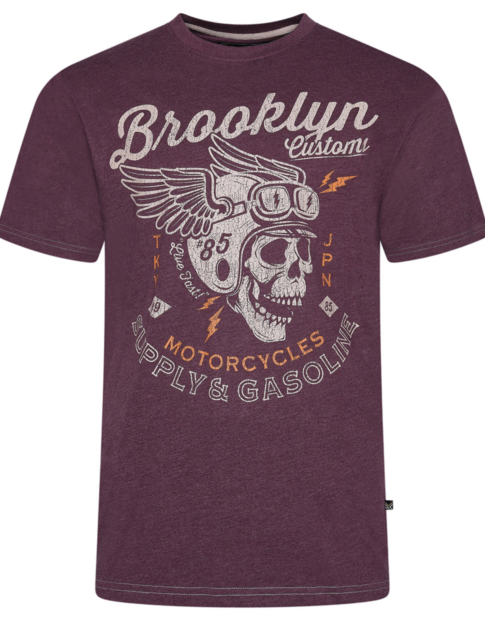 Kam Jeans T-SHIRT Brooklyn motorcycle bordeaux