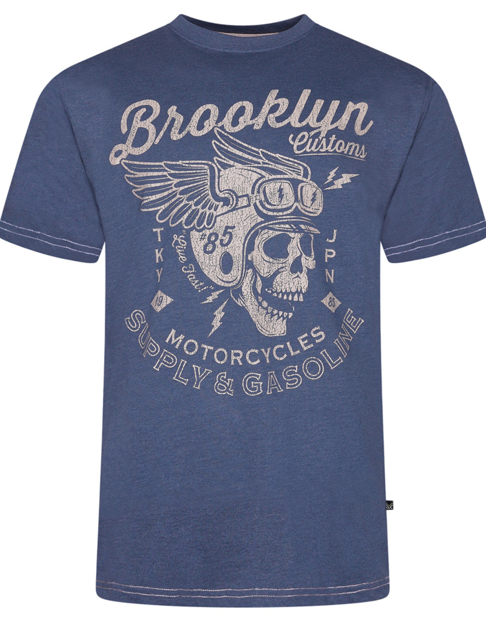 Kam Jeans T-SHIRT Brooklyn motorcycle indigo
