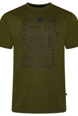 Kam Jeans T-SHIRT Vintage Denim - olijf groen