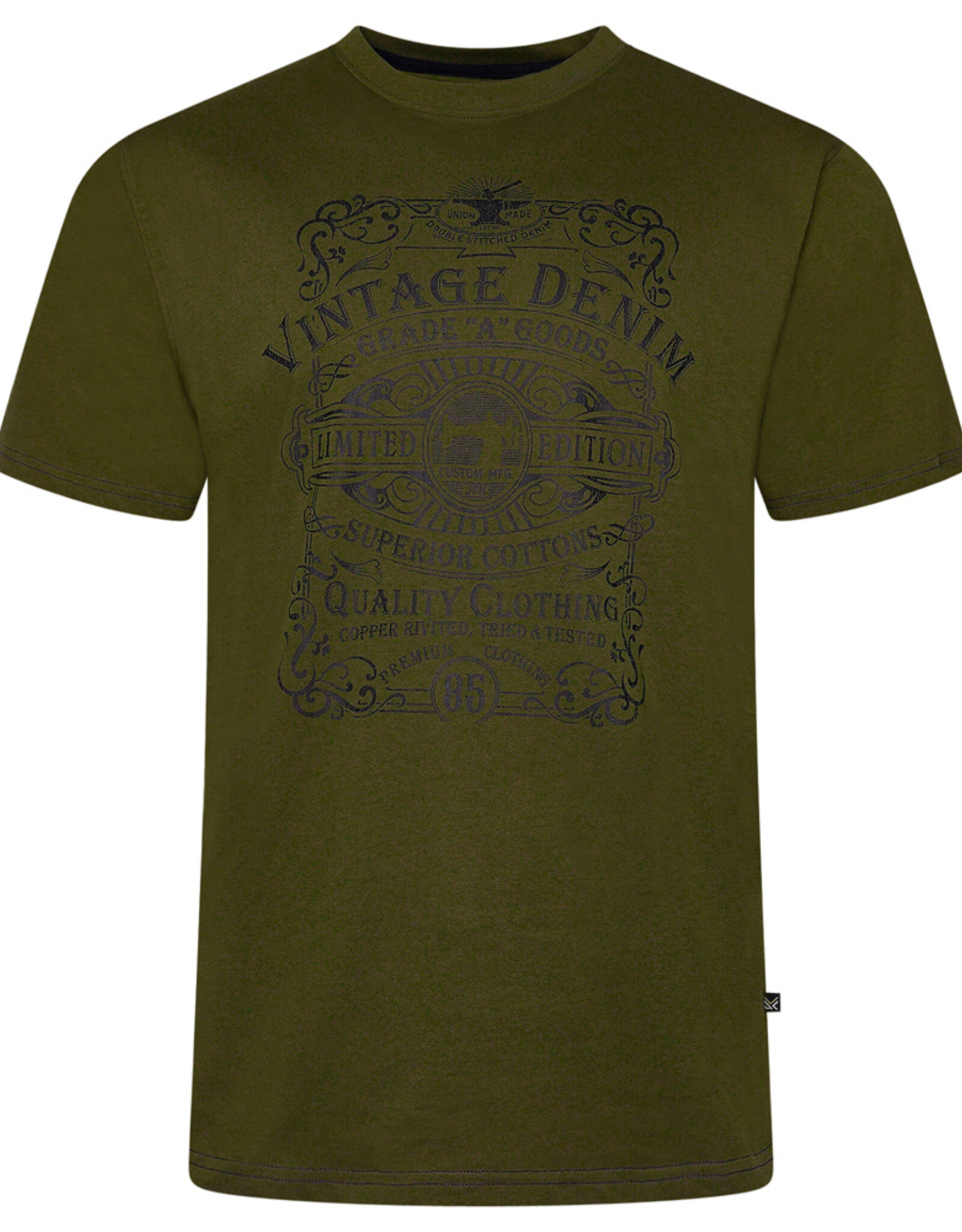 Kam Jeans T-SHIRT Vintage Denim - olijf groen