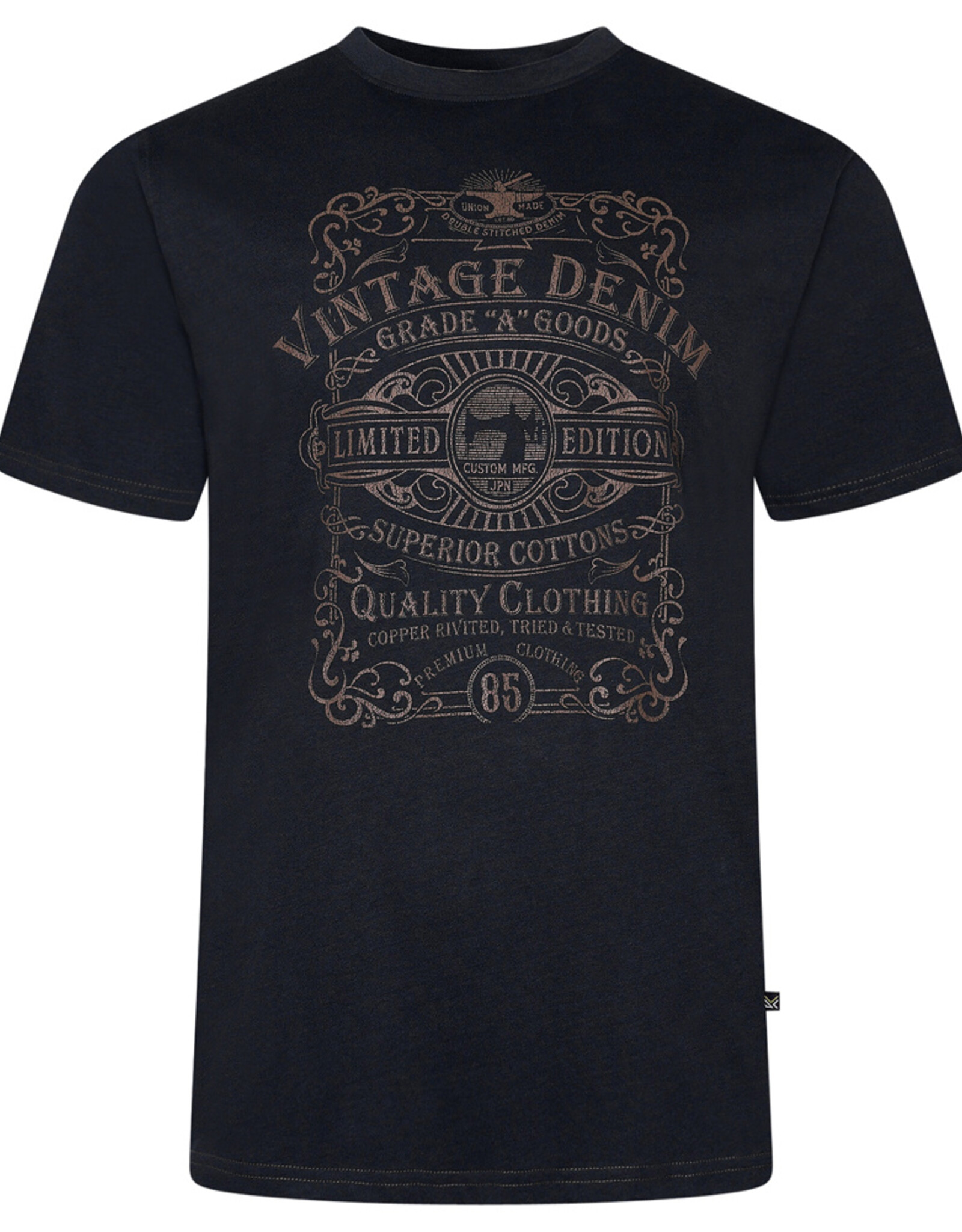 Kam Jeans T-SHIRT Vintage Denim - zwart