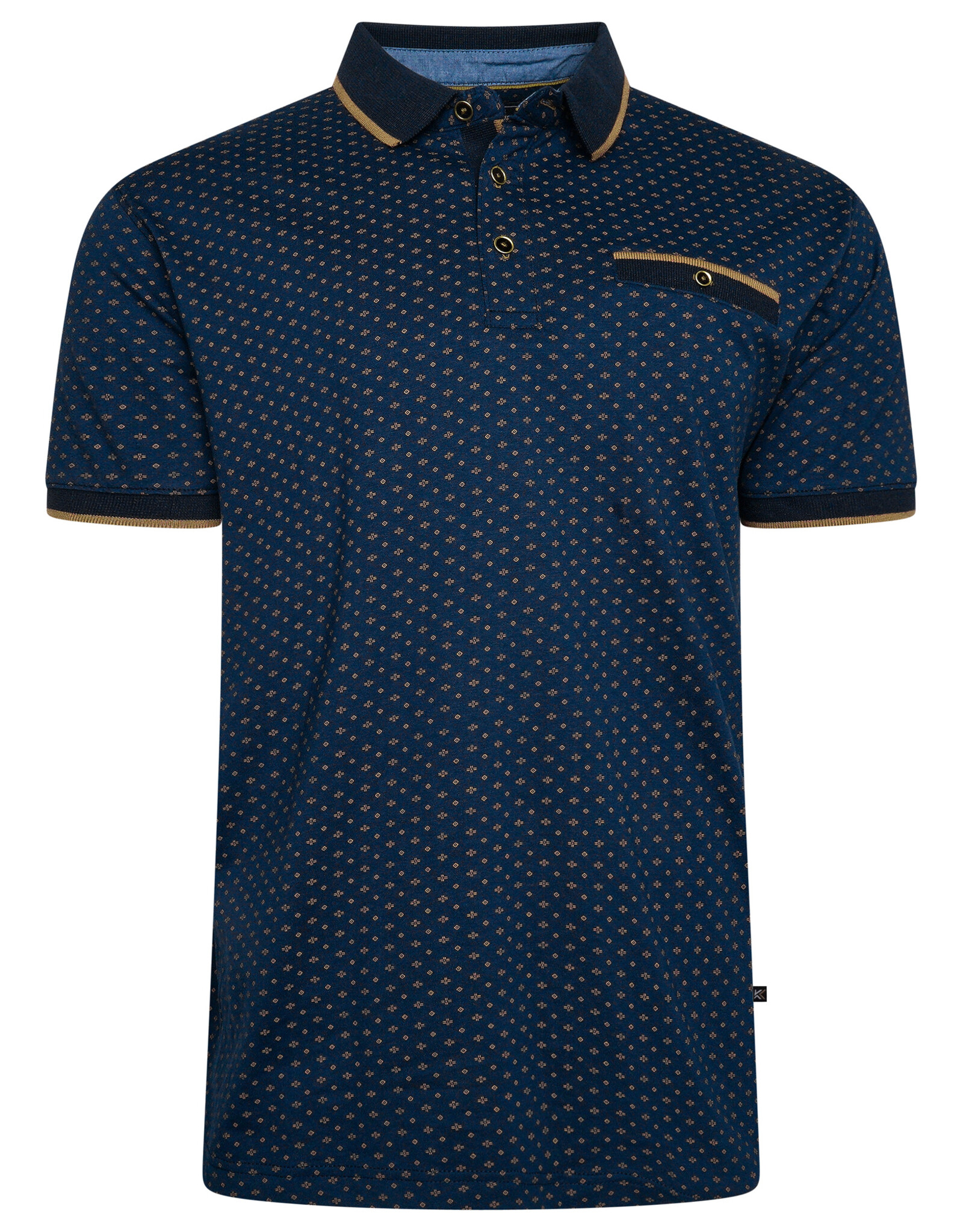Kam Jeans POLOSHIRT GEO indigo korte mouw