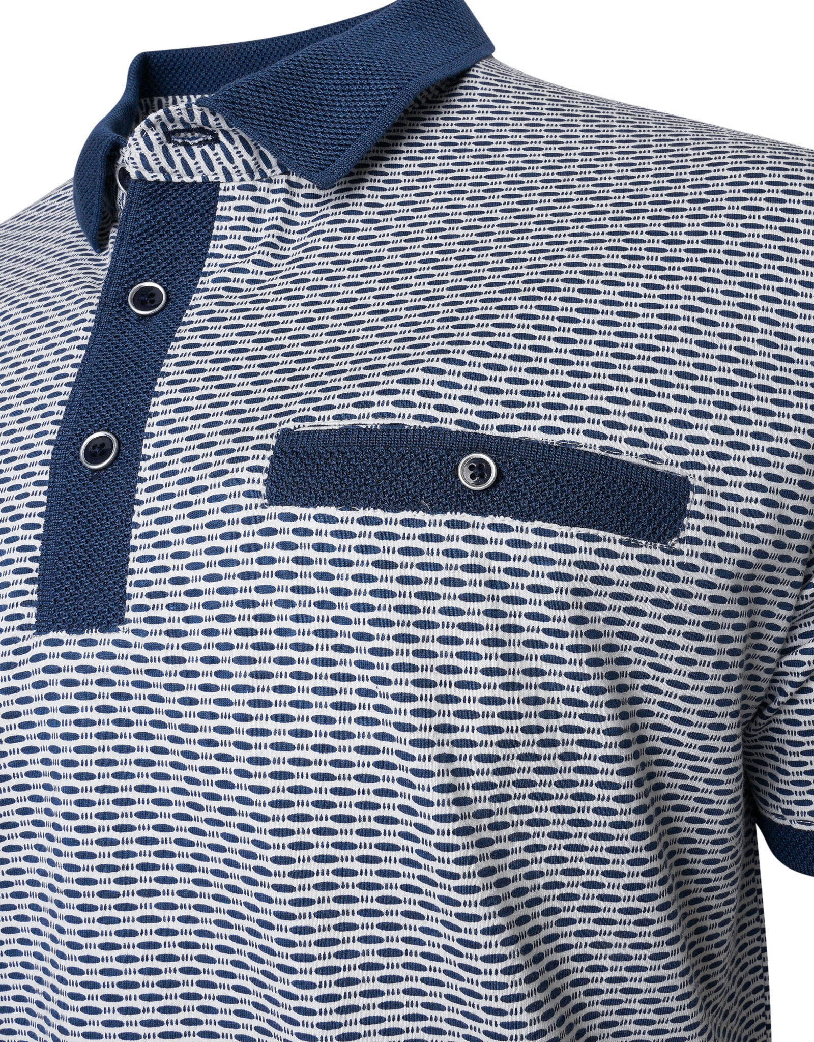Kam Jeans POLOSHIRT NAVY/WIT korte mouw